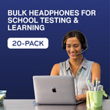 ThinkWrite Technologies TWT Audio Classroom Headphones – Duro 203 Over Ear Wired Headset for School, Students, Teachers, Durable Noise Reducing USB C for Kids, Testing & Learning - 20 Pack