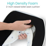 Vive Toilet Seat Riser Cushion for Seniors - Universal Fit - Raised Toilet Seat with High-Density Foam for Elongated & Standard - Firm Handle, Cushioned & Padded - Elevated Medical Handicap Lifter