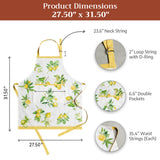 Maison d' Hermine Apron for women with Pocket 100% Cotton 27.50"x31.50" 1 Piece Adjustable Neck Strap & long ties Apron Men, Chef, Wedding, Cooking, Gardening, Server Spring/Summer (Limoncello)