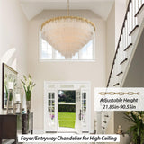 kvtinmty Modern Luxury Crystal Chandelier, D36 Large Crystals Chandelier for Living Room, 6-Tier High Ceiling Gold Chandeliers for Staircase, Foyer, Entryway, Dining Room, Bedroom