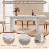 LEYAOYAO Extendable Dining Table for 4-6,63"–79" with Fluted Base(White)