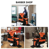 Winado Heavy Duty Reclining Barber Chair, 360° Swivel & Height Adjustable & Supports up to 440lbs, for Barber Shop & Beauty Salon, Black-Orange