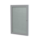 Ghent 24"x18" 1-Door Outdoor Enclosed Vinyl Bulletin Board, Shatter Resistant, with Lock, Satin Aluminum Frame - Silver (‎PA12418VX-193), Made in The USA