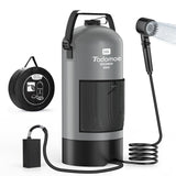 Tadomoe Portable Camping Shower with Battery Powered Pump, 5 Gal/20L Solar Heated Camp Shower Bag, 3-Mode Shower Head & Travel Case for Outdoor Camping, Beach Rinse & Dogs (Gray)