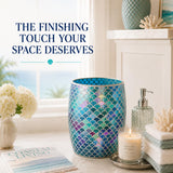 Escenzy Mermaid Bathroom Trash Can, Handmade Mosaic Glass 1.3 Gal / 5L | Decorative Waste Basket for Bathroom, Bedroom, Office | Luxury Mermaid Bathroom Decor | Coastal Home Decor Gift