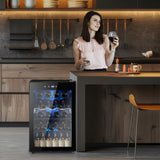 Electactic 37 Bottle Wine Fridge,Freestanding 145 Can Beverage Refrigerator with Smart Temperature Control, Black