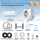 Manastin 12000BTU Mini Split Air Conditioner & Heater with Inverter, 19 SEER2 230𝐕 Energy Saving AC Unit Cools Rooms up to 750 Sq. Ft, Complete Installation Kit