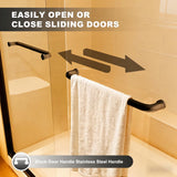 AMAPO Shower Door Double Sliding 60in.W x 72in.H Semi-Frameless Shower Doors,1/4 inch Clear Tempered Glass Door for Walk-in Shower, Black