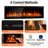 Smart Electric Fireplace, 50’‘with WiFi App & Alexa Control, Recessed/Wall Mounted/Freestanding,Ultra Thin Linear Fireplace, 13 Flames & Crackling Sound, 1500W Heater with Timer & Overheat Protection