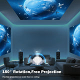 WellSonic Mini Projector Support 1080P, 200 Ansi Outdoor & Home Movie Portable Projector with Wifi6 and 5.0 Bluetooth, Automatic Keystone Correction, 180°Rotatable, Compatible with HDMI USB PC Laptop