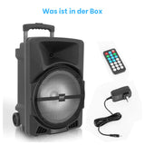 Pyle Wireless Portable PA Speaker System -1200W High Powered Bluetooth Compatible Indoor&Outdoor DJ Sound Stereo Loudspeaker wITH USB MP3 AUX 3.5mm Input, Flashing Party Light & FM Radio -PPHP1544B