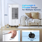 CENSTECH 25" Windowless Portable Air Conditioners w/Double Tanks for 16H Cooling, 3-IN-1 Evaporative Air Cooler, Remote&Smart Timer, 3 Speed&Mode, 120° Swing Swamp Cooler Air Conditioner for Bedroom