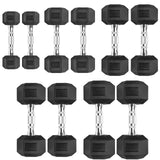 150 Pound Hex Dumbbell Set with Rubber Coated Dumbbells and Rack Zoomster