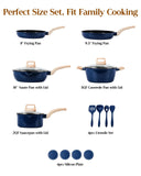 FDN 16Pcs Titanium Pots and Pans Set,Toxic-Free Cookware Set, Dishwasher & Oven Safe, Induction Compatible with Bakelite Wood Grain Handle, Compact and Durable