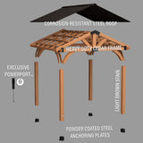 Backyard Discovery Arlington 12' x 12' Cedar Wood Outdoor Gazebo Pavilion with Hardtop Galvanized Steel Peak Roof