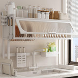 QIUHTR Over The Sink Drying Rack Kitchen with Cutlery Holder,Stainless Steel Space-Saving Dish Rack,Multi-Functional Dish Racks Kitchen,for Dishes,Plates