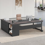 Executive Desk, Large Office Desk with Drawers & Storage Shelves, Modern L Shaped Computer Desk Corner Desk