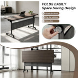 Folding Conference Training Tables with Wheel,4 Black Gold Walnut 47.2in