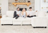 Belffin Corduroy Sleeper Sofa Bed with Storage Chaise Modular Sectional Sofa Couch