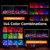 R.W.FLAME 50" Recessed and Wall Mounted Smart Electric Fireplace, Alexa/WiFi Enabled, APP Control with Multiple Sound Modes, Adjustable Flame Colors and Speed, Available with Log & Crystal Options