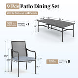 SUNSHINE VALLEY Patio Dining Set for 8, 83" Rectangle Metal Table, 8 Chairs