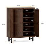 Tribesigns 6-Tier Farmhouse Shoe Cabinet with Shutter Doors, Wooden Shoe Organizer Rack with Adjustable Shelves, Modern Large Hidden Storage Furniture for Entryway, Hallway (Dark Black&Brown)