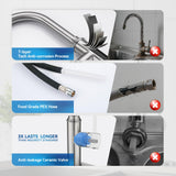 Arofa Kitchen Faucet with Pull Down Sprayer, Brushed Nickel Kitchen Sink Faucet 1-3 Hole Single Handle High Arc Stainless Steel Commercial Modern Kitchen Faucets for RV/Laundry/Outdoor/Bathroom Sink
