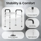 Careboda Toilet Safety Rails, Toilet Frame for Seniors, Elderly & Disabled, Toilet Rails Adjustable, Foldable Toilet Handles, Non-Slip Foot Mats, Easy to Store, Fit Any Toilets, 300lbs Capacity