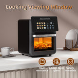 AboveMoon 10L Large Xl Pro Air Fryer Oven With Grill Combo For Kitchen Countertop Use,12 in 1 Smart Convection Ovens,AirFryer With Glass View Window,Nonstick Basket,Fryer Liners,Removable Door-Black