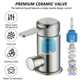 SUBEIXI Roman Tub Faucet with Hand Shower 3 Hole Deck Mount Tub Filler Bathtub Faucet with Sprayer High Flow Bathtub Faucet Set, Brush Nickel