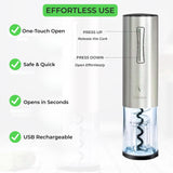 Electric Wine Opener Set, Rechargeable Wine Bottle Opener with Foil Cutter, Aerator, Vacuum Stopper, USB Cable, Luxury Wine Gift Set for Women & Men, Housewarming, Wedding, Mother's Day