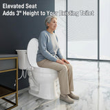 BIGCOW Raised Toilet Seat with Bidet - Elongated, Soft Close, 3" Height - Dual Nozzle (Frontal & Rear Wash) with Adjustable Cold Water Pressure and Stainless Steel Inlet (Elongated)