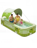 120" Large Inflatable Pool with Removable Canopy, 4-Layer Blow Up Pool (Stronger Than 3-Layer), 0.32mm Heavy Duty PVC, Family Durable Swimming Pool for Adults Kids Pets Backyard Summer Green