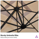 PURPLE LEAF Patio Telescopic Umbrella 11.5' x 11.5' Up Down Lifting Beige