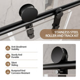 44-48" W x 76" H Glass Shower Door, Frameless Shower Door with 5/16" (8mm) Clear SGCC Tempered Glass, Explosion-Proof Film, Stainless Steel Hardware, Matte Black