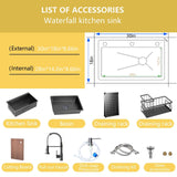 30x18 Black Drop-in Kitchen Sink: Deep Single Bowl Stainless Steel Workstation with Faucet & Accessories Combo for Family Kitchen—Scratch Resistant & Noise Reducing