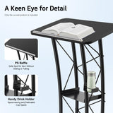 Podium Stand, Metal Black Pulpit Lectern for Speeches Churches, 47inch Portable Pulpit Podium with Cup Holder