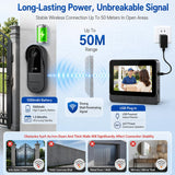 TKMARS Wireless Doorbell Camera No Subscription No WiFi/App Needed