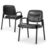 Simple Deluxe 2 Pack Stationary Guest Chairs, No Wheels Waiting Room Chairs with Padded Armrests, Reception Seating for Conference, Meeting, Lobby, Home, Dining & Desk Side