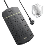 SUPERDANNY Power Strip Surge Protector 5000J, 10FT, 15A, PD 20W, 13 AC