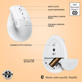Logitech Lift for Mac Wireless Vertical Ergonomic Mouse, Bluetooth, Quiet Clicks, Silent Smartwheel