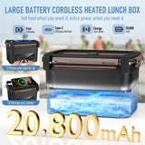 GALOKEO 2026 Upgraded Cordless Electric Lunch Box for Adults, 20,800mAh Rechargeable Heated Lunch Box with Even Heating, XL 6.3 Cup Self-Heating Lunch Box for Construction, Office & Travel