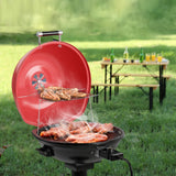 Giantex Electric BBQ Grill 1600W, Removable Non-Stick Grill Rack, Warming Rack, Oil Drip Tray, Adjustable Temperature, Portable Outdoor Electric Grill for Camping Picnic Tailgating, Red & Black