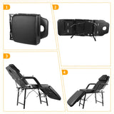 Roixeeds Portable Tattoo Chair, Adjustable Massage Facial Table Bed with Storage Bag, 73 Inch Mobile Spa Chair for Salon Beauty Spa, Folding Spa Bed Table with Adjustable Split Legs, Black (Black)