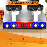HTTSICHI Commercial Belgain Waffle Maker - Rotating Double Waffle Maker w/Non-stick and 1.2 in Thick, Filp Belgian Waffle Machine w/ 122-572℉ Temp Range