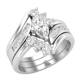 Dazzlingrock Collection 0.50 Carat Center Marquise & Round Lab Grown White Diamond Engagement Ring Set for Women in 925 Sterling Silver Size 8