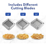 New Star Foodservice Commercial Grade French Fry Cutter with Complete Combo Sets, Die Cast Iron and 18/8 Stainless Steel, 1/4-Inch, 3/8-Inch, 1/2-Inch, 6-Wedge, and 8-Wedge Replacement Blades