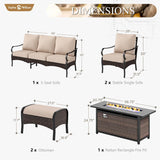 Sophia & William Metal Patio Furniture Set with Fire Pit Table, 7 Seats