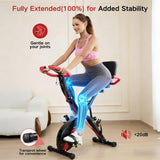 BARWING Stationary Exercise Bike for Home Workout, 5 IN 1 Foldable Indoor Cycling Bike for Seniors, 350LB Capacity, 16-Level Magnetic Resistance, Comfortable Seat Backrest