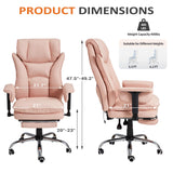 HOMREST 4-Point Massage Office Chair with Heat, 155° Reclining Executive Desk Chair with Adjustable Armrests, Ergonomic High Back Computer Chair for Home Office, Pink